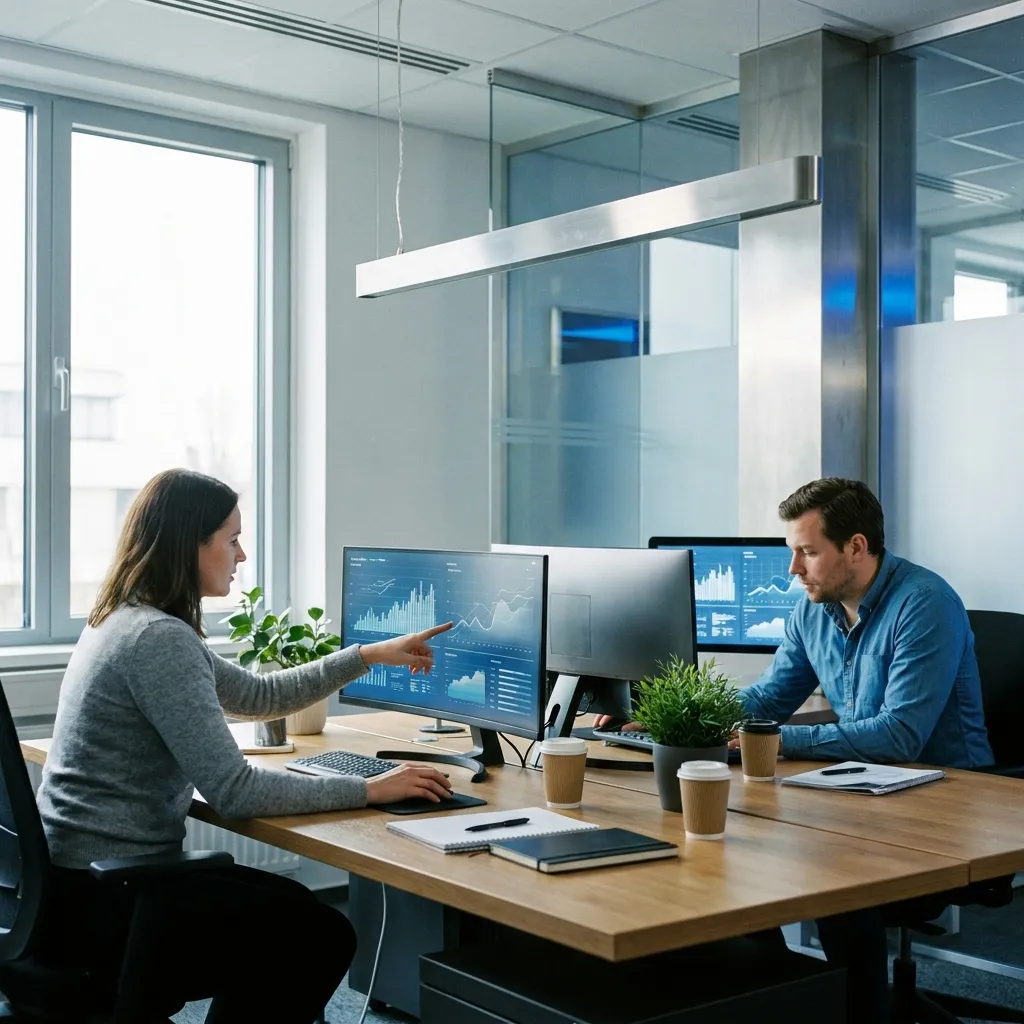 Sicherheitsverantwortliche analysiert Zugriffsprotokolle im modernen Büro